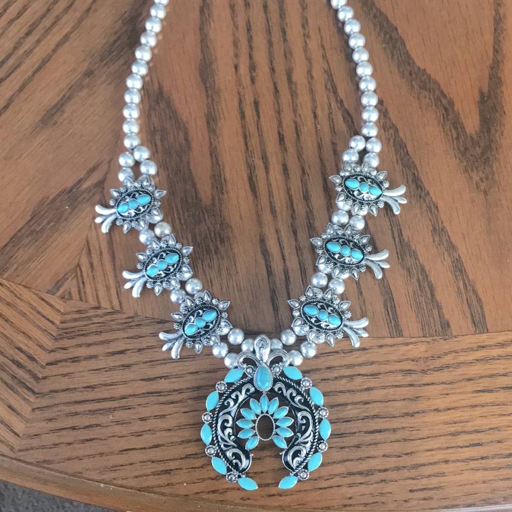 Turquoise and Silver Statement Necklace